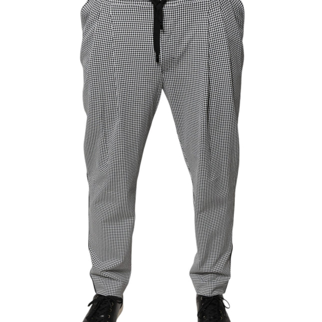 Dolce & Gabbana Black White Houndstooth Skinny Dress Pants