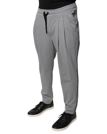 Dolce & Gabbana Black White Houndstooth Skinny Dress Pants
