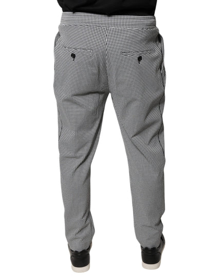 Dolce & Gabbana Black White Houndstooth Skinny Dress Pants