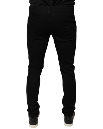 Dolce & Gabbana Black DG Crown Logo Cotton Skinny Denim Jeans