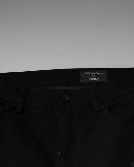 Dolce & Gabbana Black DG Crown Logo Cotton Skinny Denim Jeans