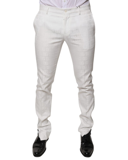 Dolce & Gabbana White Cotton Tapered Formal Dress Pants
