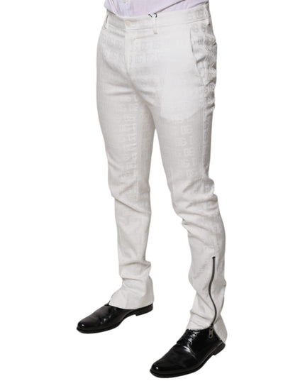 Dolce & Gabbana White Cotton Tapered Formal Dress Pants
