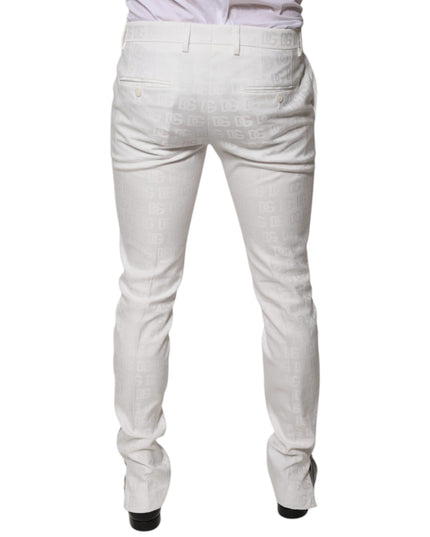 Dolce & Gabbana White Cotton Tapered Formal Dress Pants