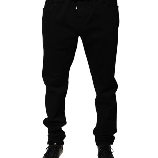 Dolce & Gabbana Black Logo Cotton Stretch Skinny Denim Jeans
