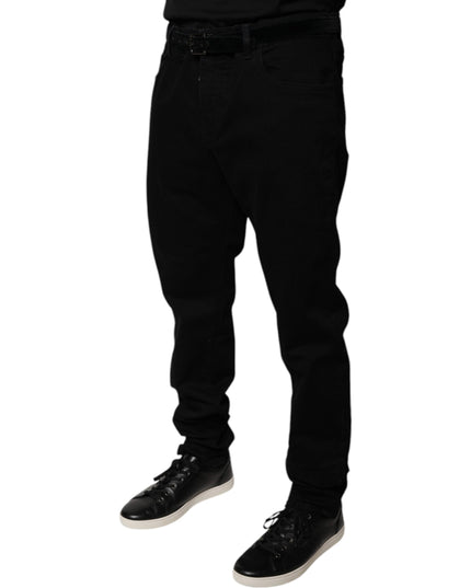 Dolce & Gabbana Black Logo Cotton Stretch Skinny Denim Jeans