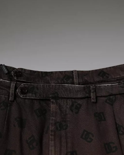 Dolce & Gabbana Brown Logo Cotton Straight Denim Jeans