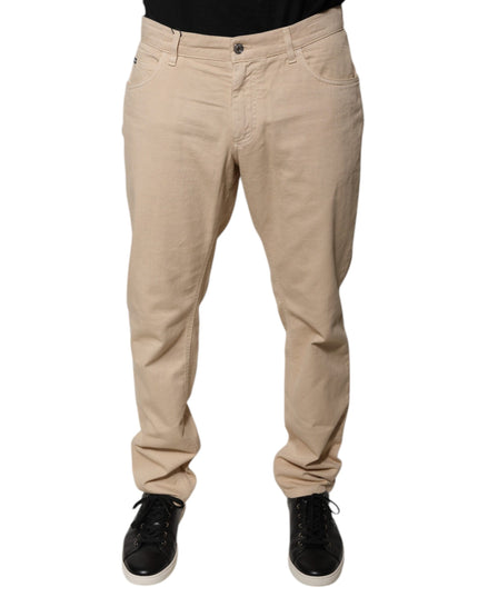 Dolce & Gabbana Beige Cotton Mid Waist Skinny Denim Jeans