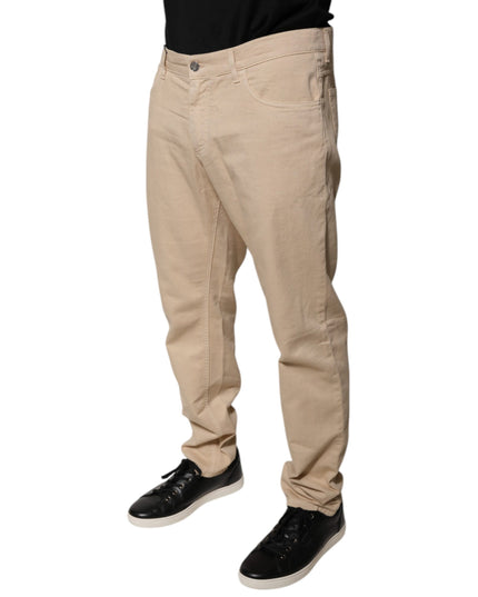 Dolce & Gabbana Beige Cotton Mid Waist Skinny Denim Jeans