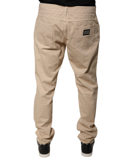 Dolce & Gabbana Beige Cotton Mid Waist Skinny Denim Jeans