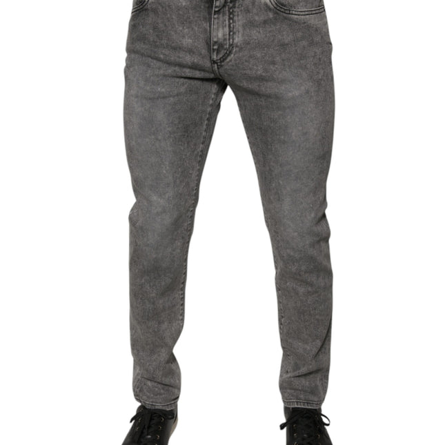 Dolce & Gabbana Gray Washed Cotton Skinny Denim Jeans