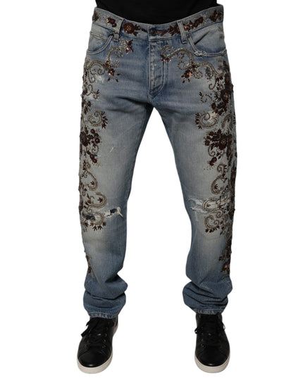 Dolce & Gabbana Light Blue Embroidered Skinny Denim Jeans