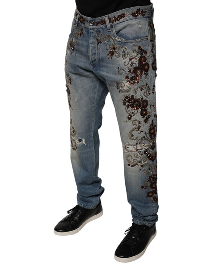 Dolce & Gabbana Light Blue Embroidered Skinny Denim Jeans