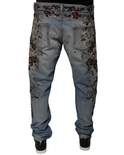 Dolce & Gabbana Light Blue Embroidered Skinny Denim Jeans
