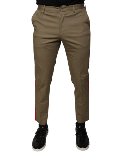 Dolce & Gabbana Brown Logo Men Casual Tapered Pants