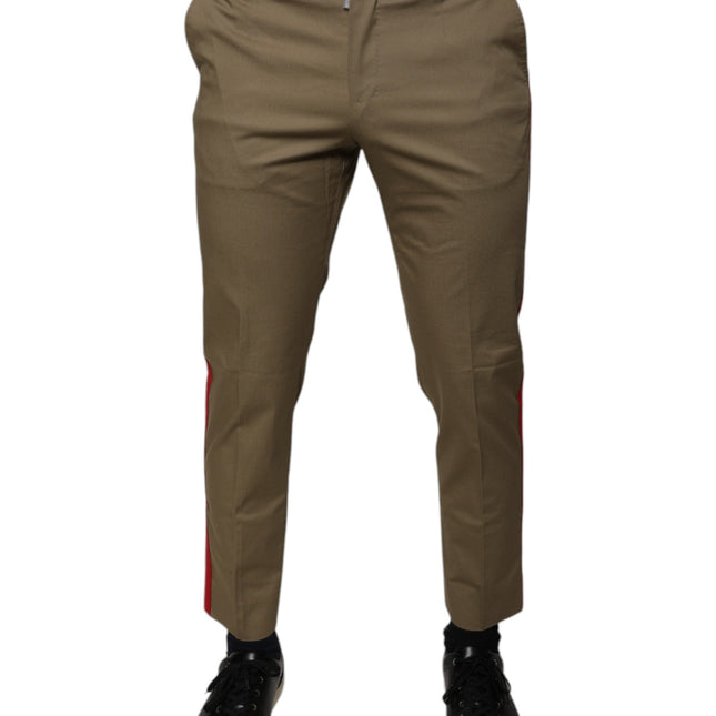 Dolce & Gabbana Brown Logo Men Casual Tapered Pants