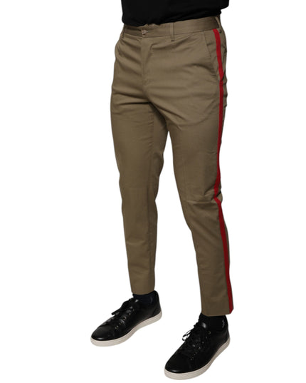 Dolce & Gabbana Brown Logo Men Casual Tapered Pants