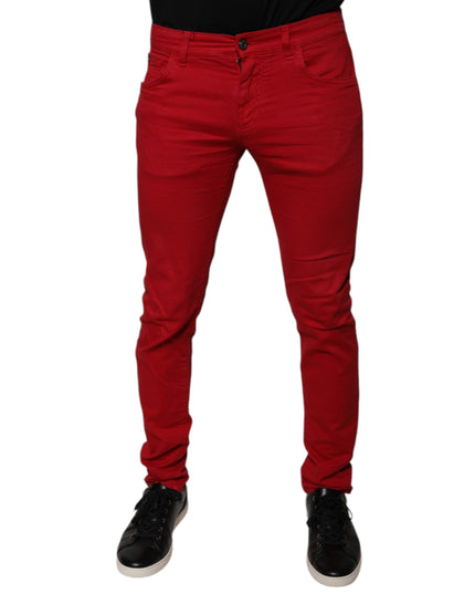 Dolce & Gabbana Red Crown Logo Cotton Skinny Denim Jeans