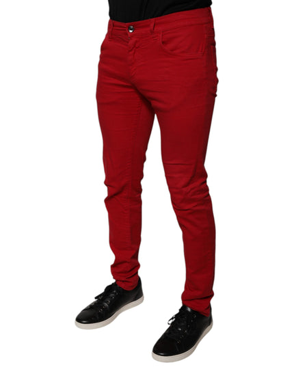 Dolce & Gabbana Red Crown Logo Cotton Skinny Denim Jeans