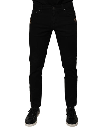 Dolce & Gabbana Black Crown White Lining Skinny Denim Jeans