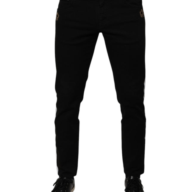 Dolce & Gabbana Black Crown White Lining Skinny Denim Jeans