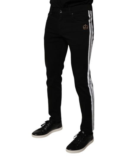 Dolce & Gabbana Black Crown White Lining Skinny Denim Jeans