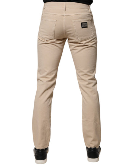 Dolce & Gabbana Beige Cotton Stretch Regular Men Denim Jeans