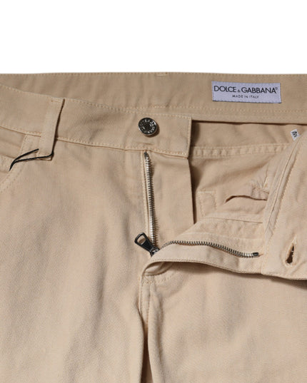 Dolce & Gabbana Beige Cotton Stretch Regular Men Denim Jeans