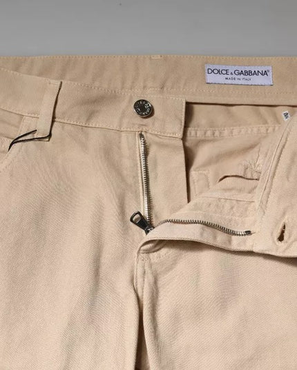 Dolce & Gabbana Beige Cotton Stretch Regular Men Denim Jeans
