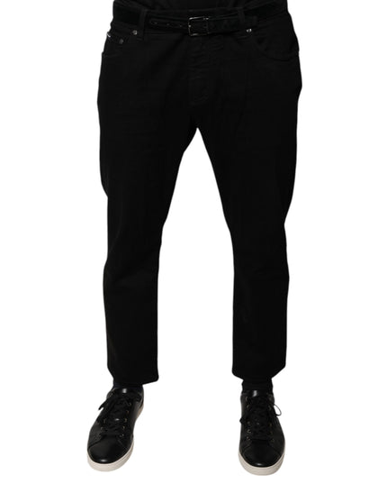 Dolce & Gabbana Black Cotton Stretch Logo Skinny Denim Jeans