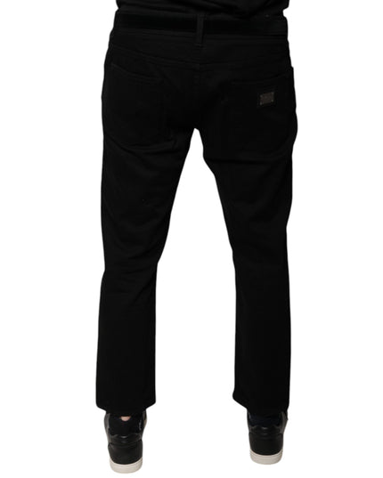 Dolce & Gabbana Black Cotton Stretch Logo Skinny Denim Jeans