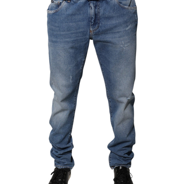 Dolce & Gabbana Light Blue Cotton Men Skinny Denim Jeans
