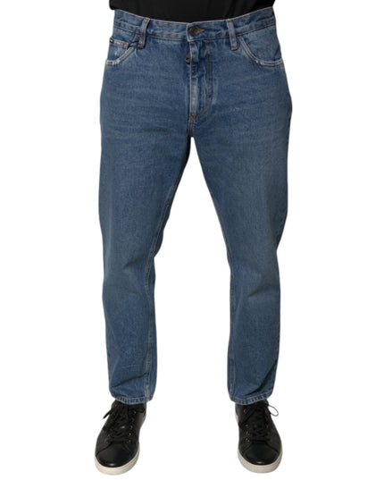 Dolce & Gabbana Blue Cotton Logo Men Loose Denim Jeans