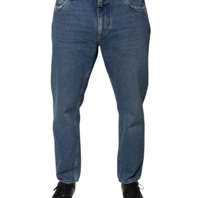 Dolce & Gabbana Blue Cotton Logo Men Loose Denim Jeans