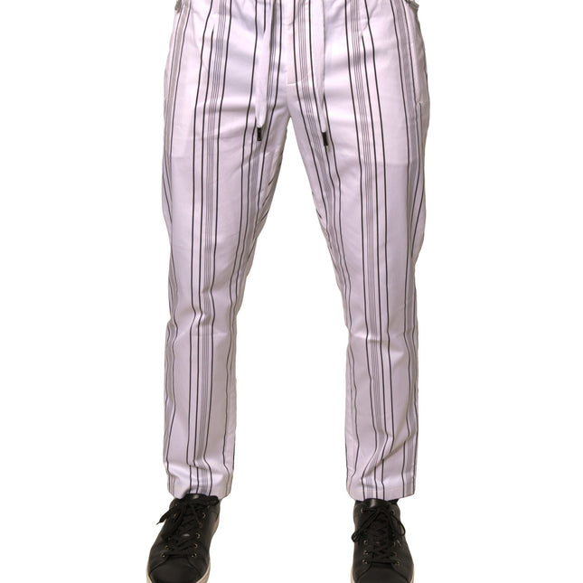 Dolce & Gabbana White Stripe Cotton Dress Skinny Pants