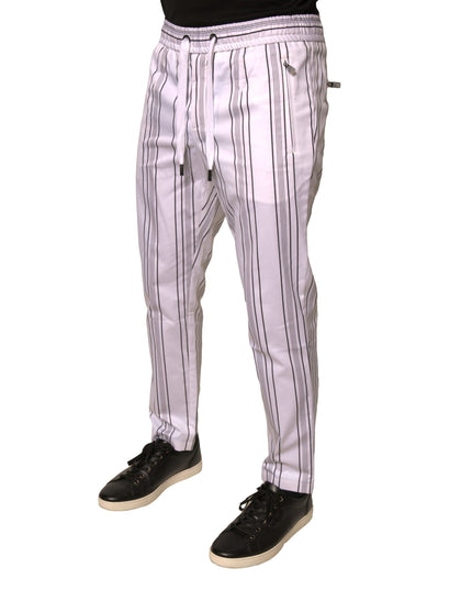 Dolce & Gabbana White Stripe Cotton Dress Skinny Pants