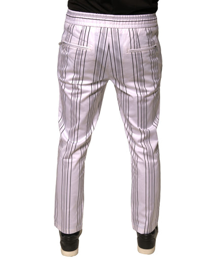 Dolce & Gabbana White Stripe Cotton Dress Skinny Pants