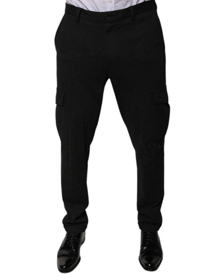 Dolce & Gabbana Black Viscose Cargo Men Casual Pants