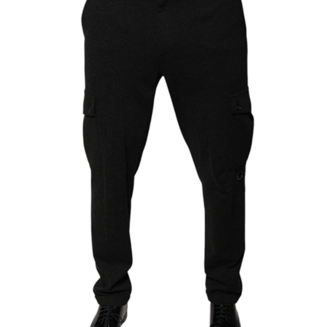 Dolce & Gabbana Black Viscose Cargo Men Casual Pants