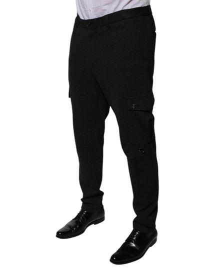Dolce & Gabbana Black Viscose Cargo Men Casual Pants