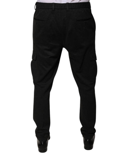 Dolce & Gabbana Black Viscose Cargo Men Casual Pants