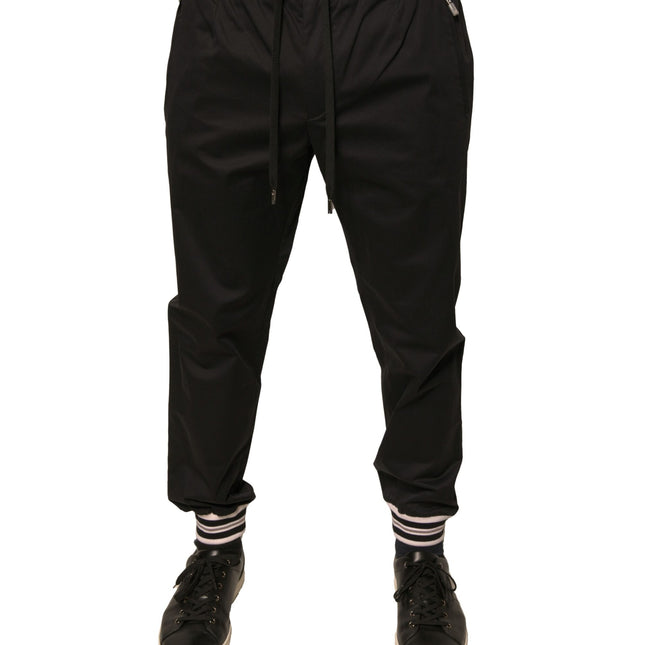 Dolce & Gabbana Black Cotton Stretch Jogger Sweatpants Pants