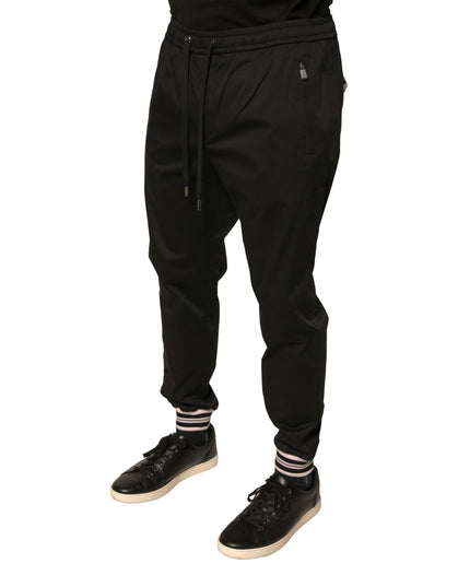 Dolce & Gabbana Black Cotton Stretch Jogger Sweatpants Pants