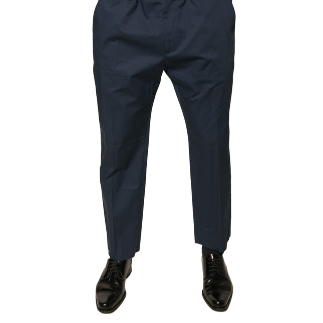 Dolce & Gabbana Blue Cotton Men Skinny Dress Pants