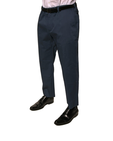 Dolce & Gabbana Blue Cotton Men Skinny Dress Pants