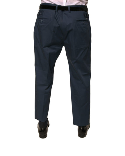 Dolce & Gabbana Blue Cotton Men Skinny Dress Pants