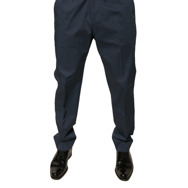 Dolce & Gabbana Dark Blue Cotton Stretch Skinny Men Dress Pants