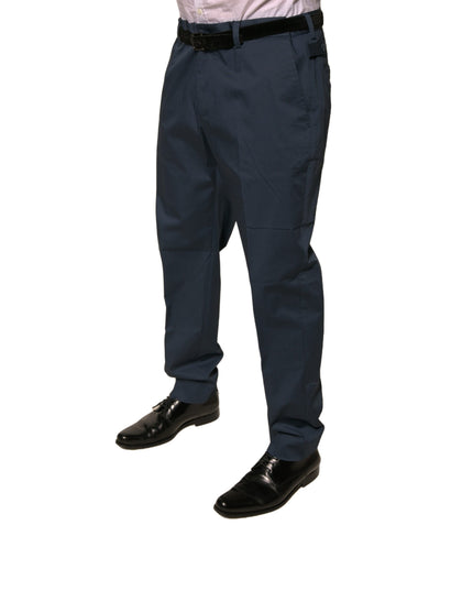 Dolce & Gabbana Dark Blue Cotton Stretch Skinny Men Dress Pants