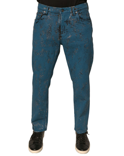 Dolce & Gabbana Blue Logo Cotton Stretch Skinny Denim Jeans