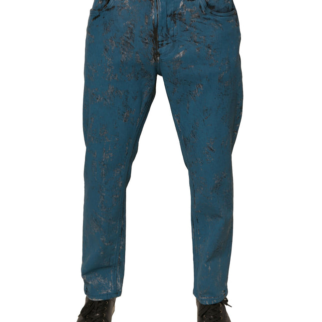 Dolce & Gabbana Blue Logo Cotton Stretch Skinny Denim Jeans